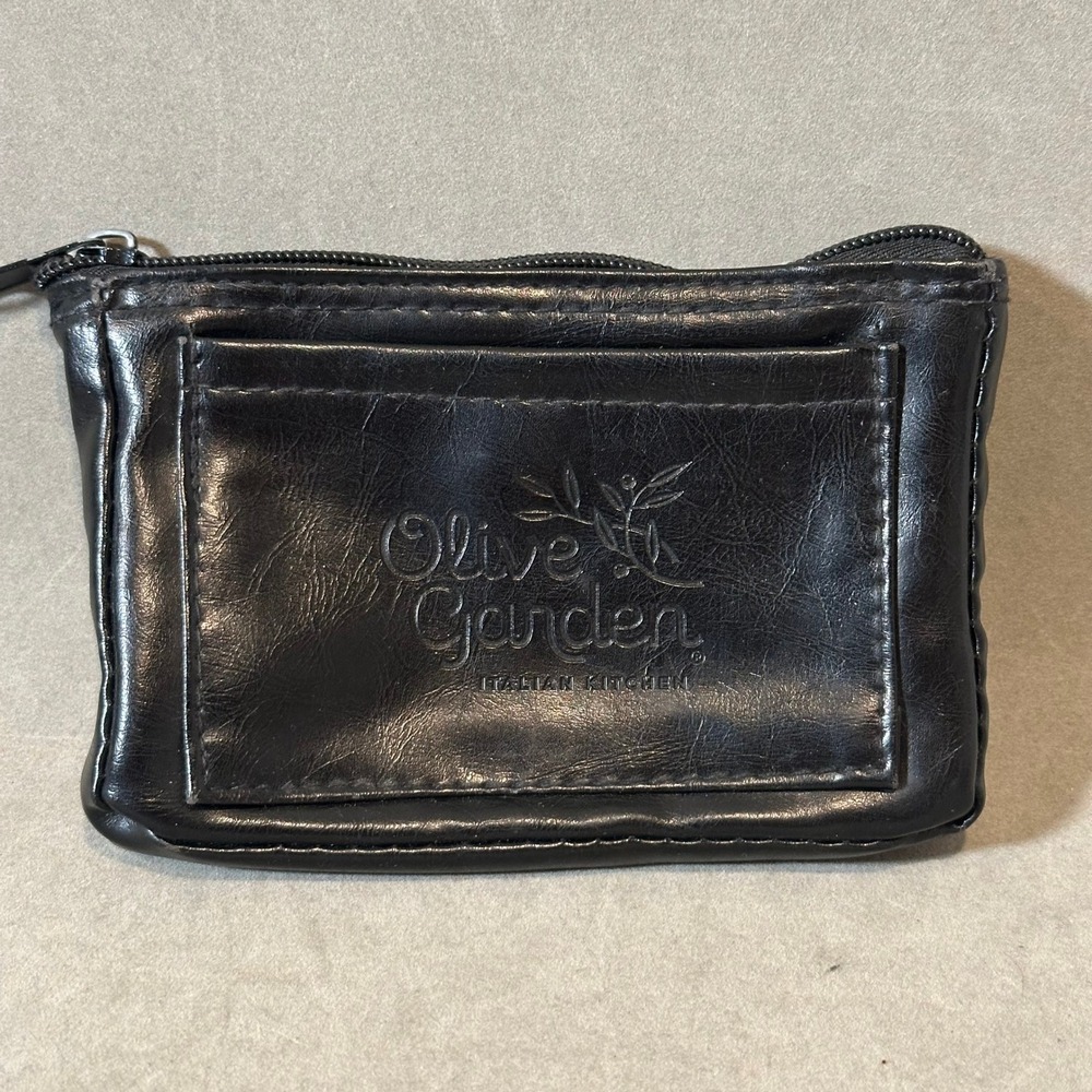 Olive‎ Garden Italian Kitchen Server Pouch Black Faux Leather Coin Purse Wallet